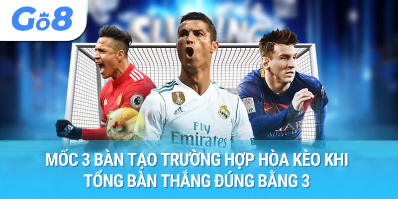 Mốc 3 bàn tạo trường hợp hòa kèo khi tổng bàn thắng đúng bằng 3